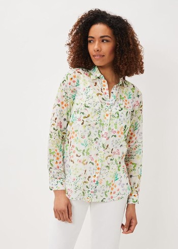 Phase Eight Maddelena Cotton Floral Shirts White/Multicolor Australia | LB9273814